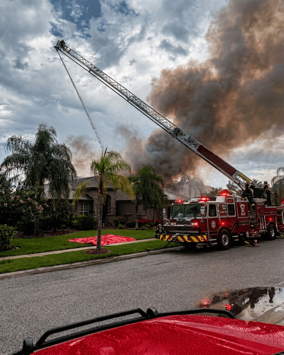 Lightning Strike Sparks House Fire on Ivy Lake Drive in Odessa, No Injuries Reported