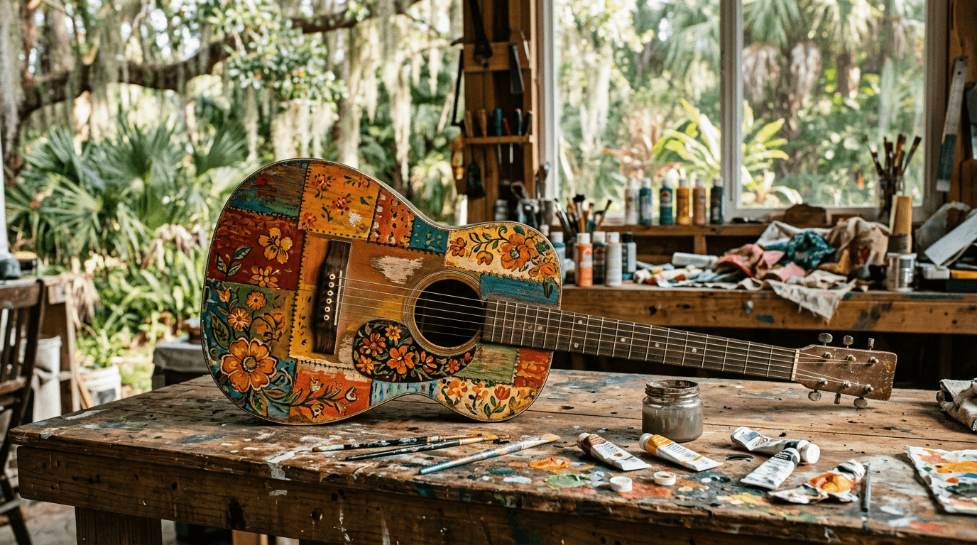 Land O' Lakes Artist's Hand-Painted Guitar, Signed by Dolly Parton, Raised $2,500 for Hudson Nonprofit